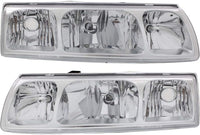 Set Of 2 Front Head Light Assembly Halogen Chrome Interior Left Driver & Right Passenger Side Direct Replacement Compatible With 2005 Saturn Vue GM2502253 GM2503253 22730381 22730382