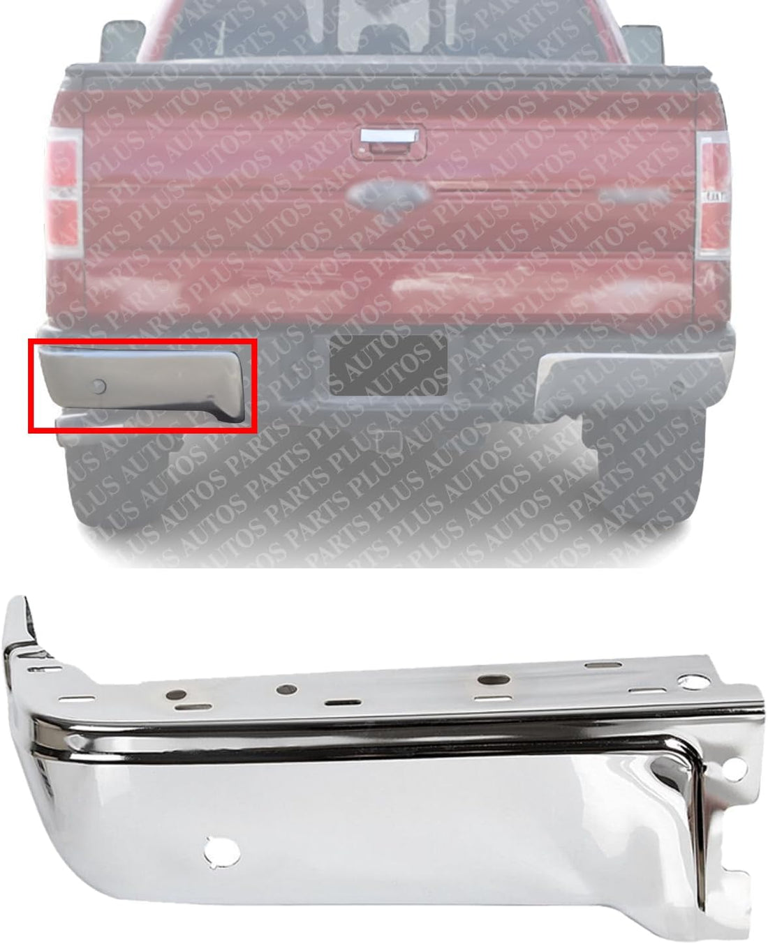 Rear Bumper Face Bar End Cap Chrome Steel Left Driver Side Direct Replacement Compatible With 2009-2014 Ford F-150 FO1102372 9L3Z17906B