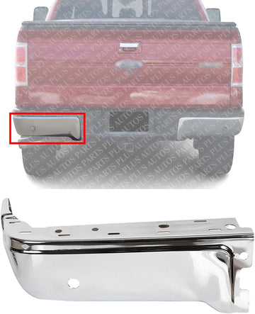 Rear Bumper Face Bar End Cap Chrome Steel Left Driver Side Direct Replacement Compatible With 2009-2014 Ford F-150 FO1102372 9L3Z17906B
