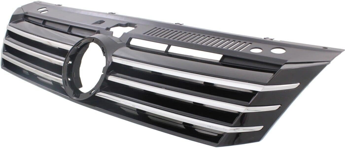 Front Grille Primed Shell and Insert Plastic Direct Replacement Compatible With Volkswagen Passat 2012-2015 VW1200153 561853651COQE