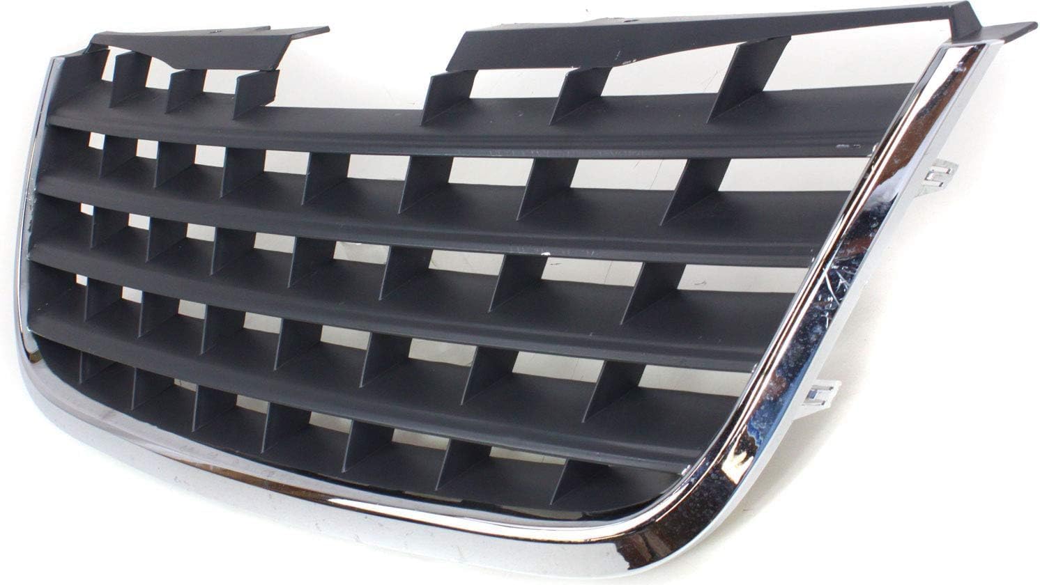 Front Grille Chrome Shell With Painted Dark Gray Insert Plastic Direct Replacement Compatible With 2008-2010 Chrysler Town & Country CH1200309 5113228AA