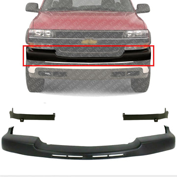 Front Bumper Upper Cover Textured + Filler Left Driver Side & Right Passenger Side Direct Replacement Compatible With 2001-2002 Chevrolet Silverado 2500HD 3500 GM1088166 GM1089166