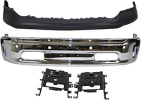 Front Bumper Steel Chrome Steel + Upper Cover Fascia Primed + Brackets Left Driver & Right Passenger Side Direct Replacement Compatible With 2014-2018 Ram 1500 CH1002402 CH1014108