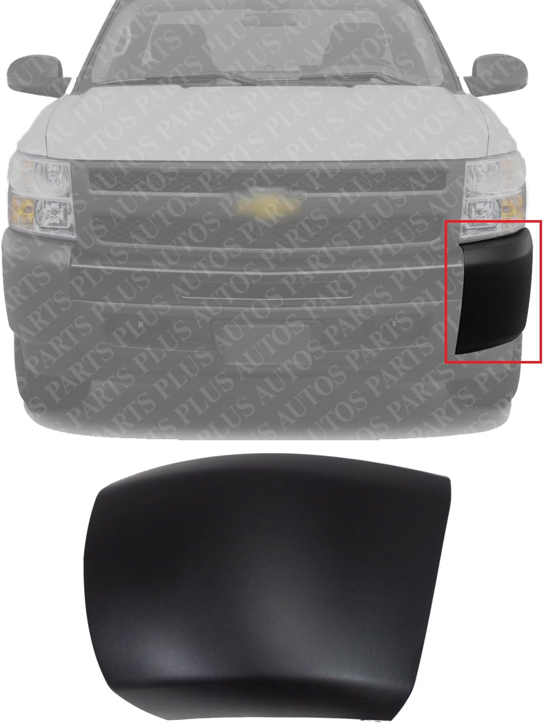 Front Bumper End Cap Textured Without Fog Light Hole Left Driver Side Direct Replacement Compatible With 2007-2013 Chevrolet Silverado 1500 GM1004146 15838397