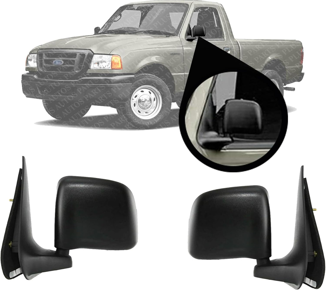 Set Of 2 Front Mirror Manual Folding Non-Heated Textured Left Driver & Right Passenger Side Direct Replacement Compatible With 1993-2005 Ford Ranger / 1994-2002 Mazda FO1320156