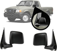 Set Of 2 Front Mirror Manual Folding Non-Heated Textured Left Driver & Right Passenger Side Direct Replacement Compatible With 1993-2005 Ford Ranger / 1994-2002 Mazda FO1320156