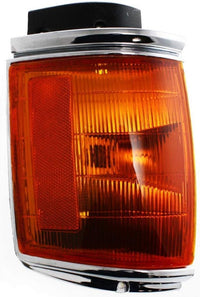 Set Of 2 Front Corner Light Assembly With Chrome Trim Left Driver & Right Passenger Side Direct Replacement Compatible With 1987-1988 Toyota Pickup TO2521119 TO2520117