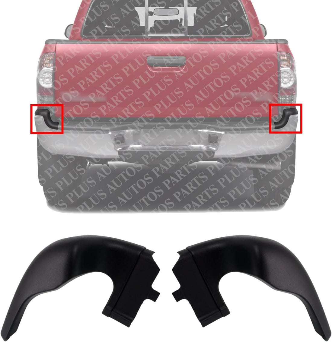 Set Of 2 Rear Bumper End Cap Extension Primed Left Driver & Right Passenger Side Direct Replacement Compatible With 2005-2015 Toyota Tacoma TO1147100 TO1146100 5216304021 5216404021