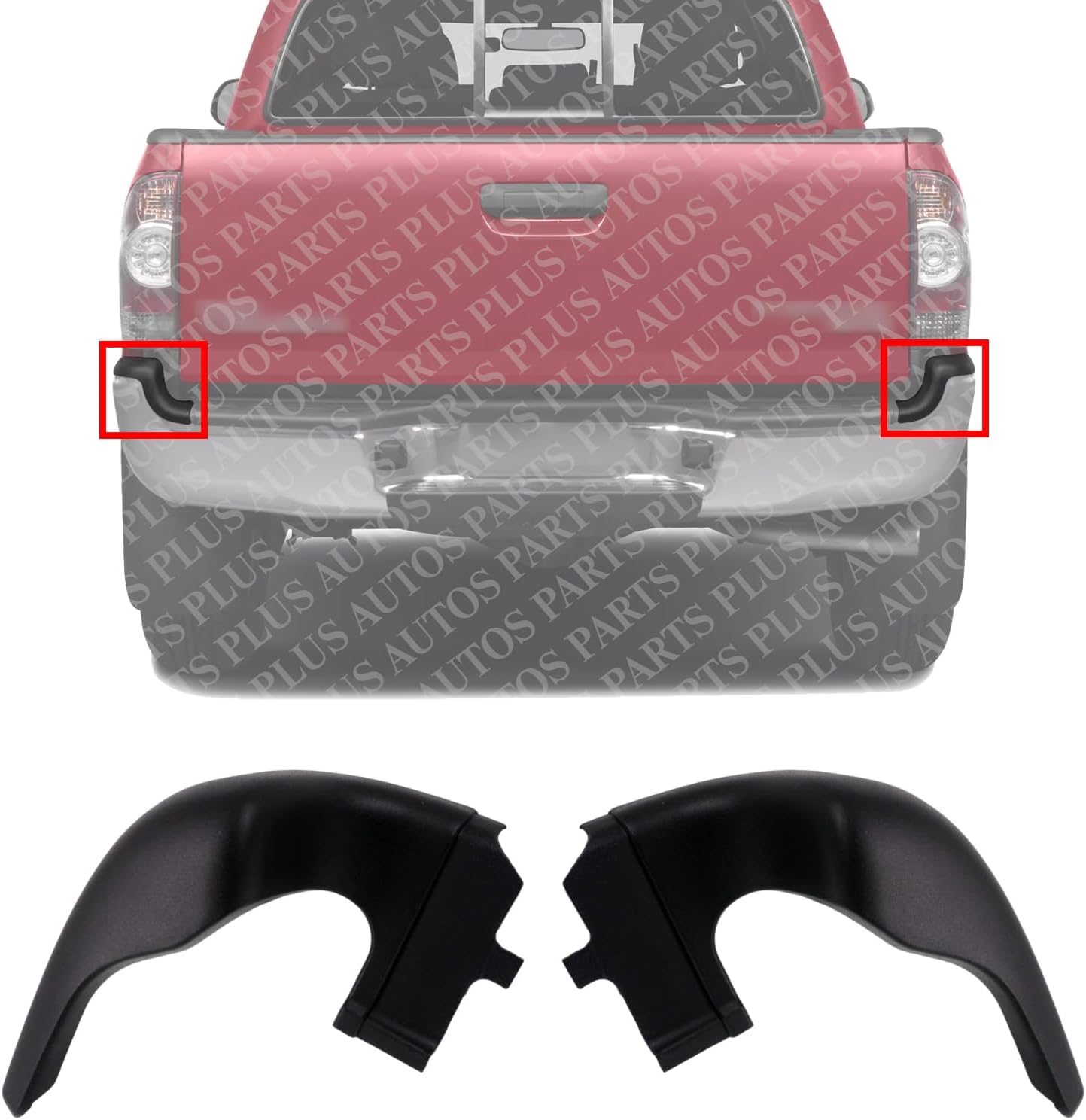 Set Of 2 Rear Bumper End Cap Extension Primed Left Driver & Right Passenger Side Direct Replacement Compatible With 2005-2015 Toyota Tacoma TO1147100 TO1146100 5216304021 5216404021