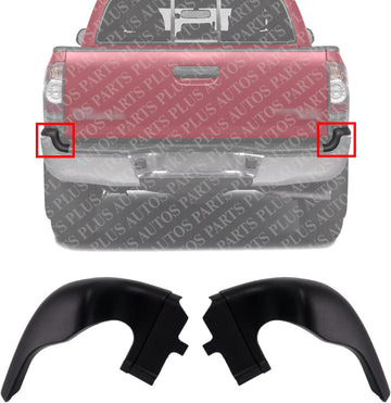 Set Of 2 Rear Bumper End Cap Extension Primed Left Driver & Right Passenger Side Direct Replacement Compatible With 2005-2015 Toyota Tacoma TO1147100 TO1146100 5216304021 5216404021