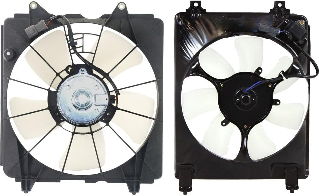 Front Radiator Left Driver + AC Condenser Fan Assembly Right Passenger Side Direct Replacement Compatible with 2006-2011 Honda Civic HO3115129 HO3110115 38616RNAA01 19015RNAA01