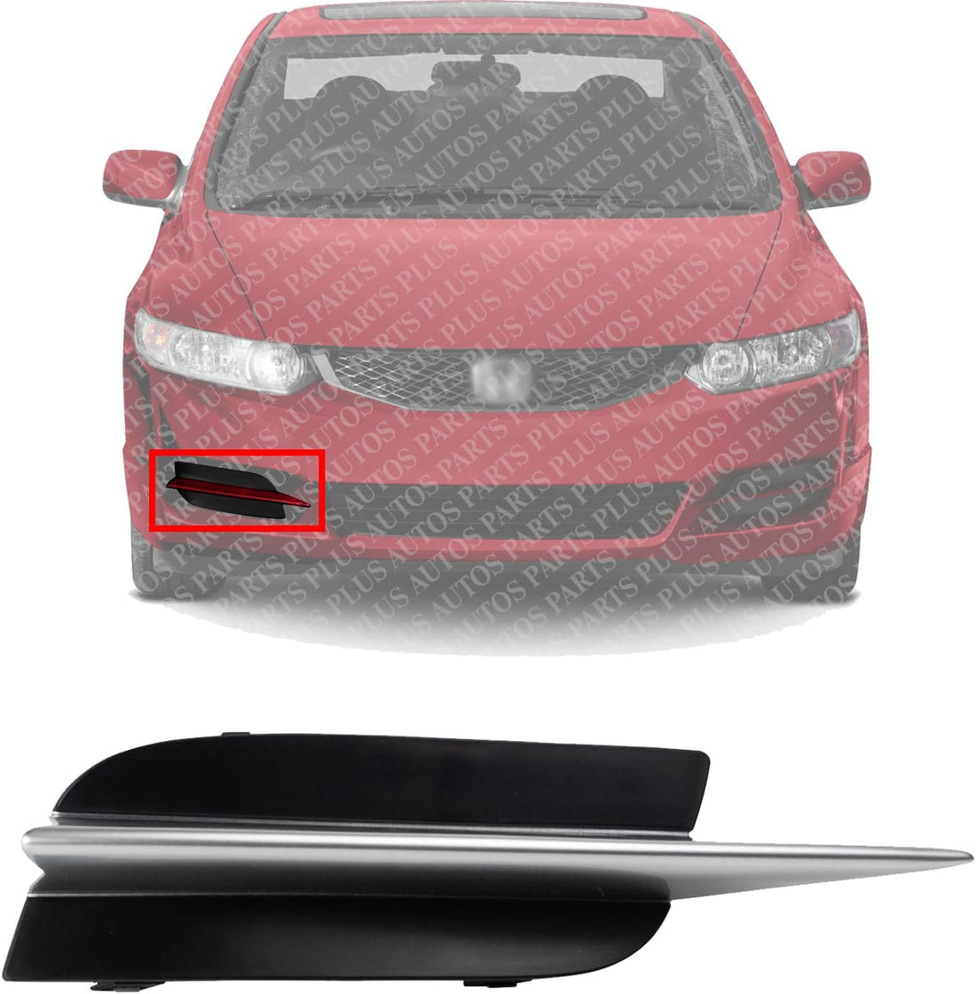 Front Outer Fog Light Cover Primed With Paint To Match Molding Right Passenger Side Direct Replacement Compatible With 2009-2011 Honda Civic HO1039103 71106SVAA50ZD