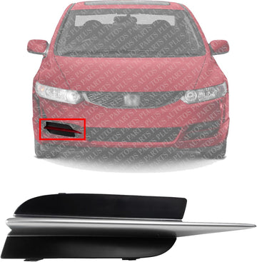 Front Outer Fog Light Cover Primed With Paint To Match Molding Right Passenger Side Direct Replacement Compatible With 2009-2011 Honda Civic HO1039103 71106SVAA50ZD