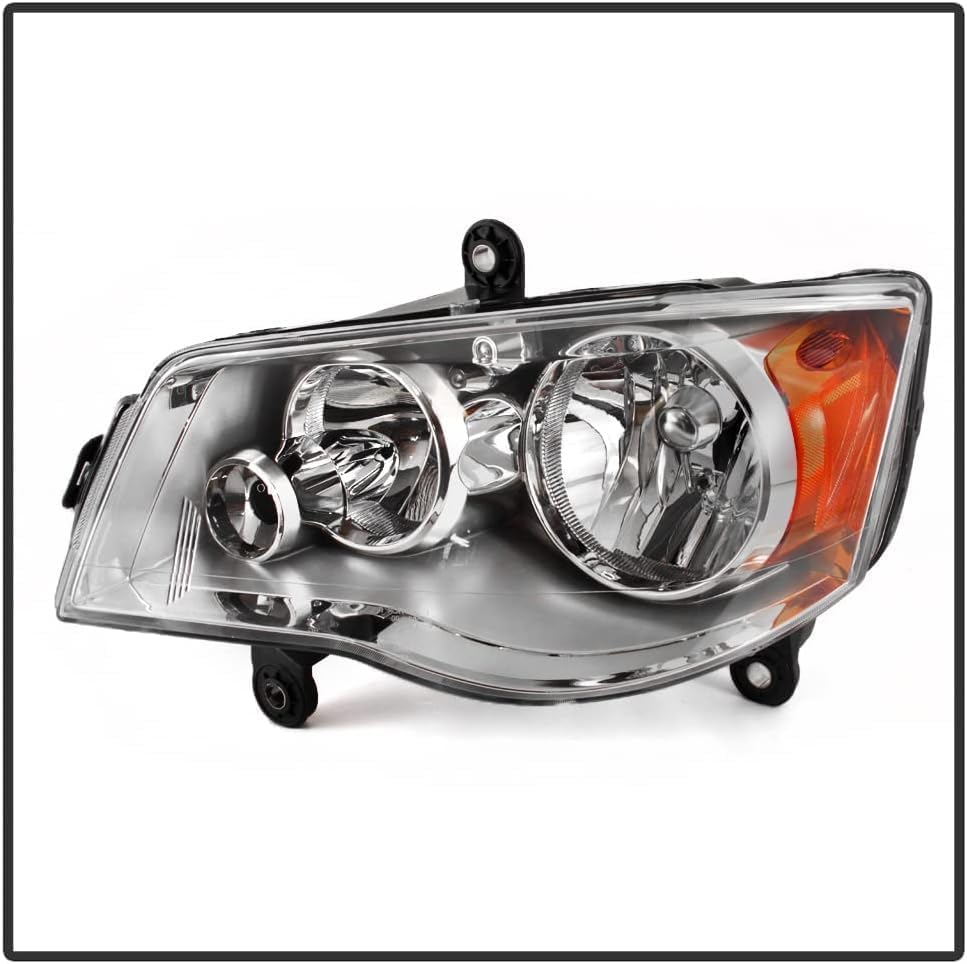 Front Head Light Assembly Chrome Interior Left Driver Side Direct Replacement Compatible With 2011-2020 Dodge Grand Caravan / 2008-2016 Chrysler Town & Country CH2502192 5113337AI