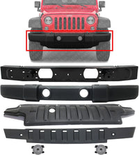 Front Bumper Cover + Upper Filler + Lower Valance Textured + Reinforcement + Fog Light Left Driver & Right Passenger Side For 2007-2010 Jeep Wrangler Standard Duty CH1000900 CH1006212