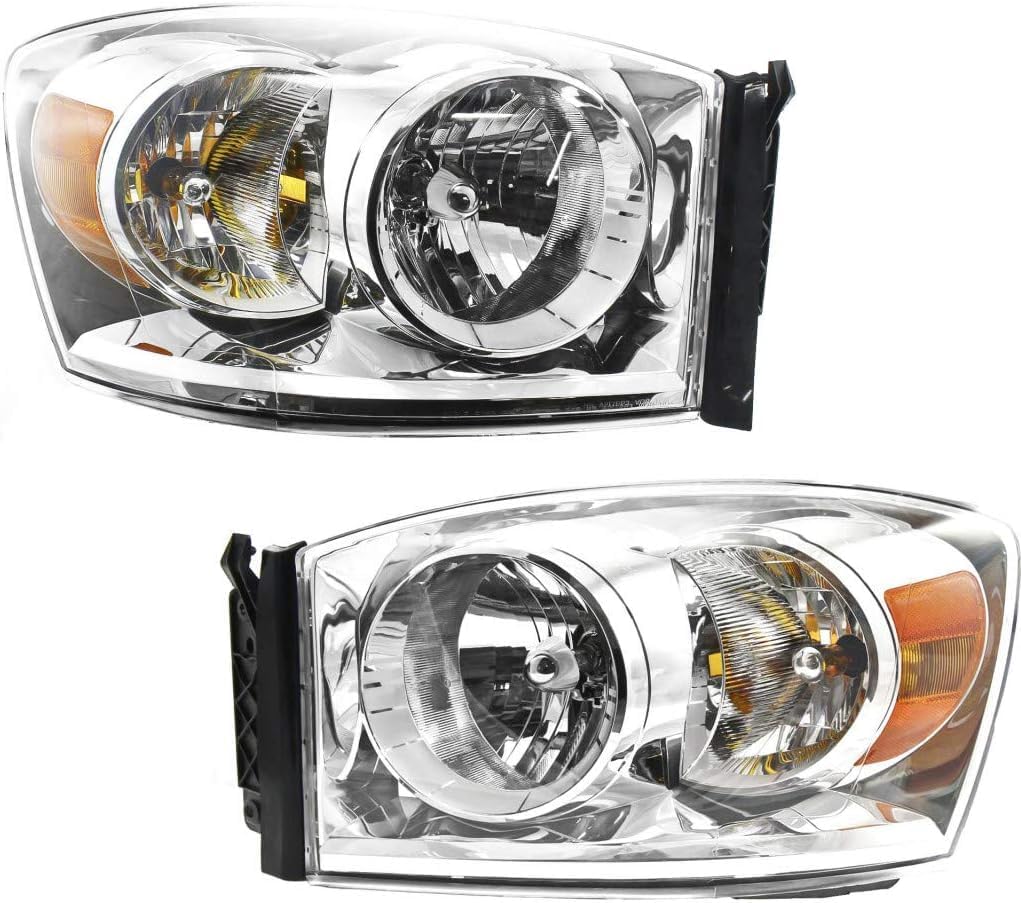 Set Of 2 Front Headlight Assembly Right Passenger & Left Driver Side Direct Replacement Compatible With 2007-2009 Dodge Ram Full Size Pickup CH2502180 CH2503180 68003125AD-PFM