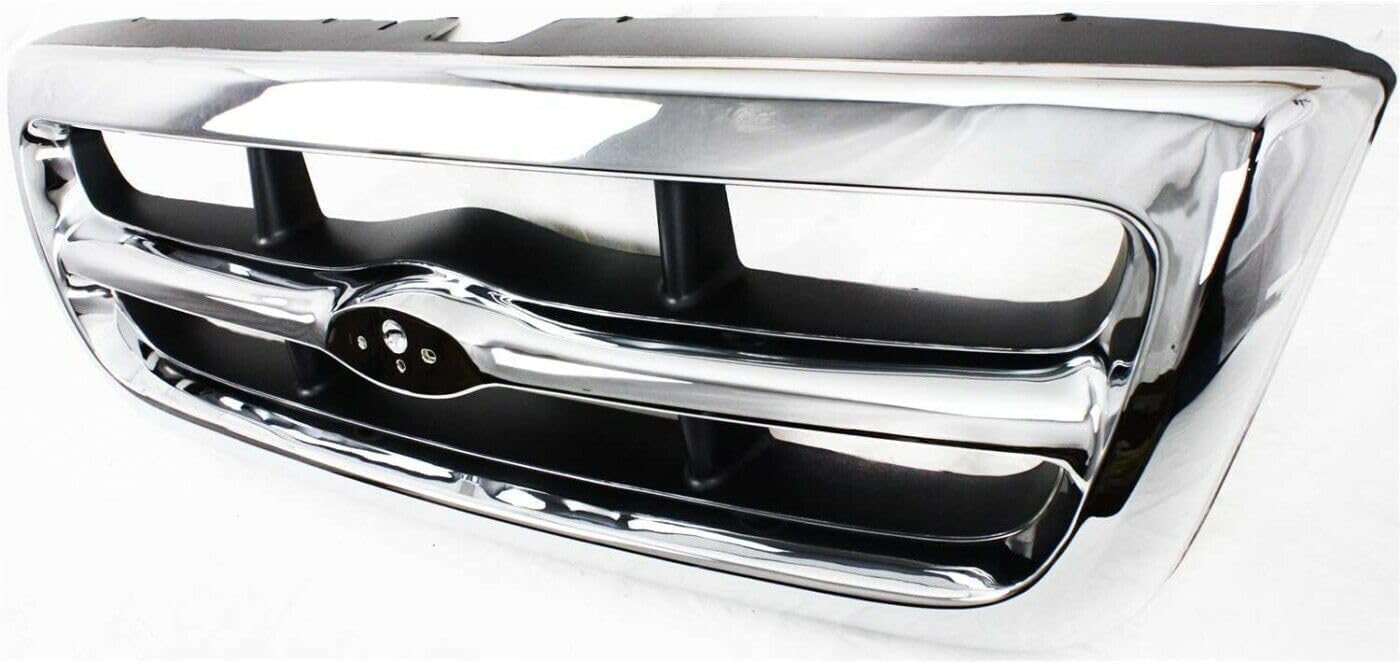 Front Grille Chrome Shell & Insert + Headlights Assembly + Corner Lamps Left Driver & Right Passenger Side Direct Replacement Compatible With 1998-2000 Ford Ranger FO1200340 FO2520144