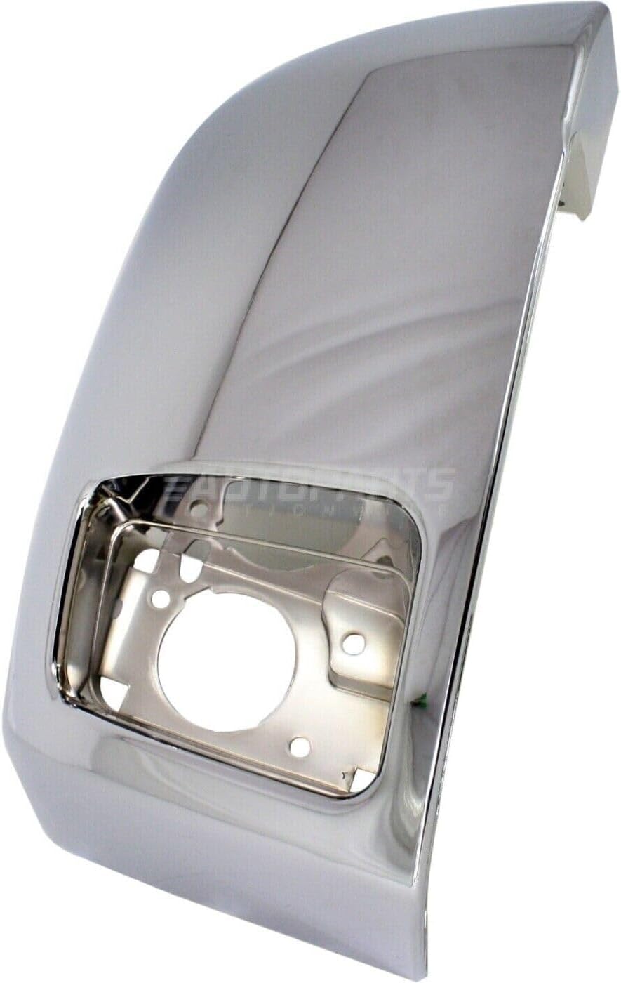 Front Bumper End Cap With Fog Light Hole Chrome Plastic Right Passenger Side Direct Replacement Compatible With 2007-2012 Chevrolet Silverado 2500 HD 3500 HD GM1017108 15839252