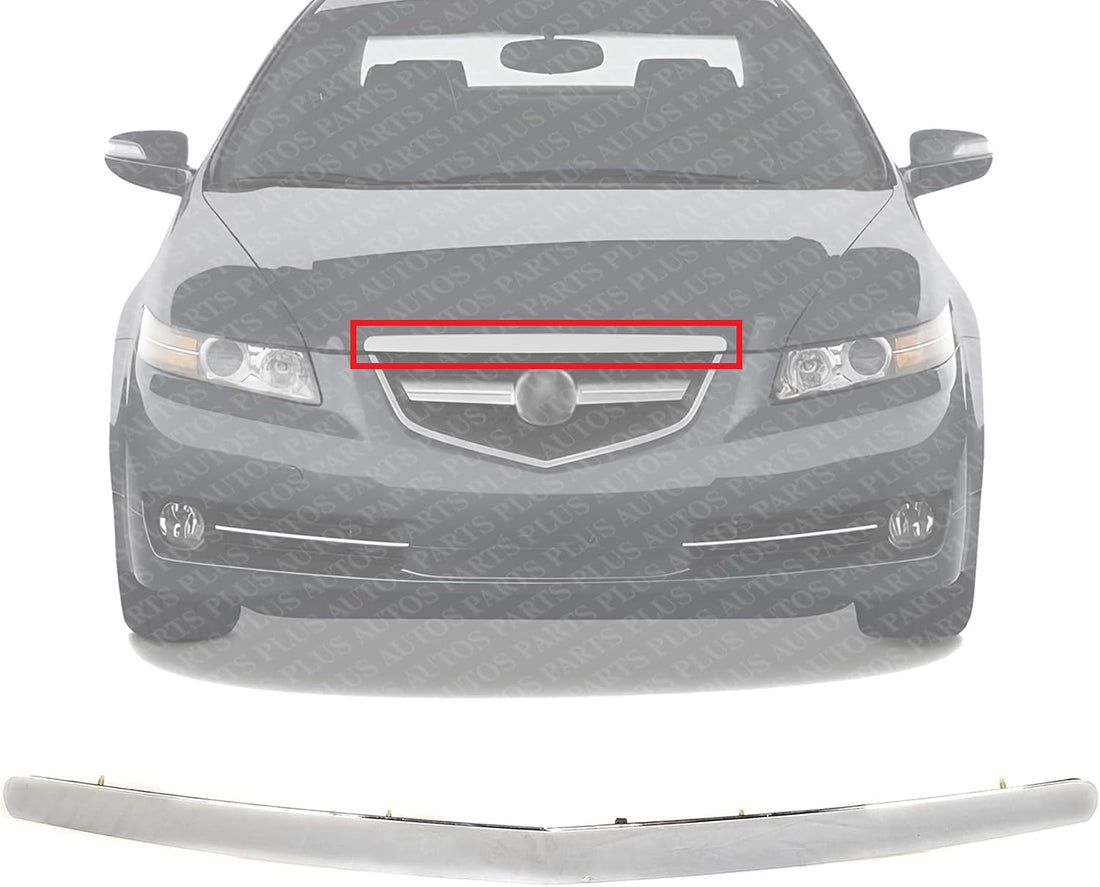 Front Hood Molding Assembly Chrome Plastic Direct Replacement Compatible With 2004-2008 Acura TL AC1235101 75120SEPA00