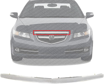 Front Hood Molding Assembly Chrome Plastic Direct Replacement Compatible With 2004-2008 Acura TL AC1235101 75120SEPA00