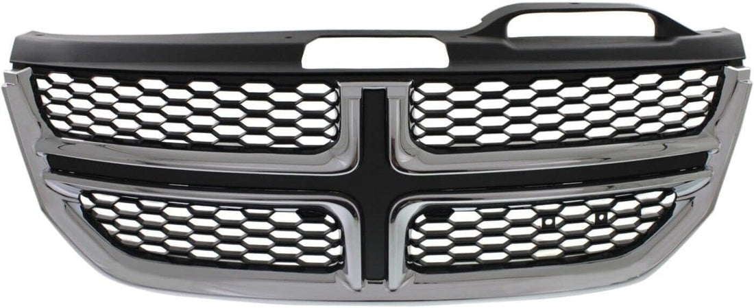 Front Grille Textured Black Shell And Insert/With Chrome Molding Without Fog Lights Direct Replacement Compatible With 2011-2020 Dodge Journey CH1200362 1SU84SZ0AC
