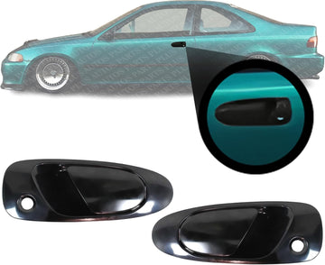 Set of 2 Front Exterior Door Handle Textured Right Passenger & Left Driver Side Direct Replacement Compatible with 1992-1995 Honda Civic / 1993-1997 Del Sol HO1310122 HO1311122