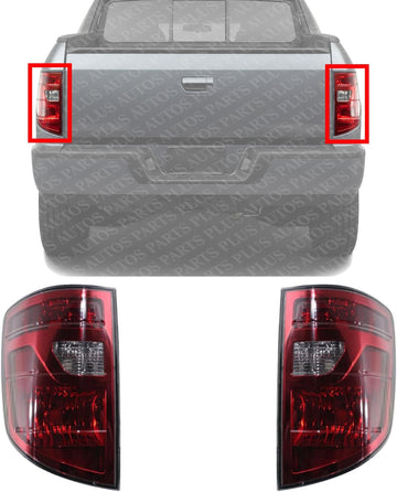 Set Of 2 Tail Light Lens and Housing Plastic Left Driver & Right Passenger Side Direct Replacement Compatible With 2009-2014 Honda Ridgeline HO2819140 HO2818140
