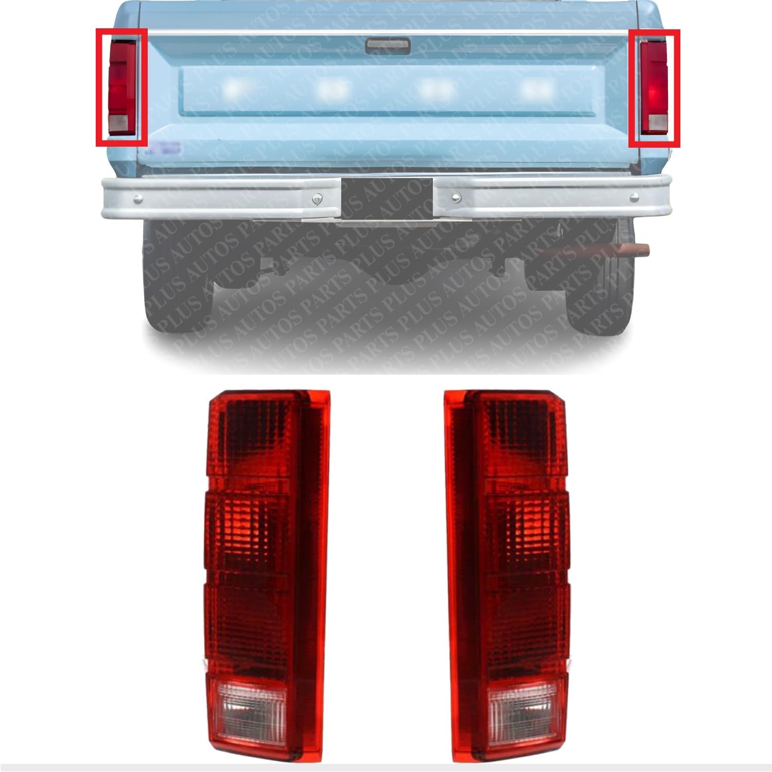 Set Of 2 Tail Light Left Driver & Right Passenger Side Direct Replacement Compatible With 1980-1986 Ford F-Series FO2800103 FO2801102 E4TZ13405B E4TZ13404B