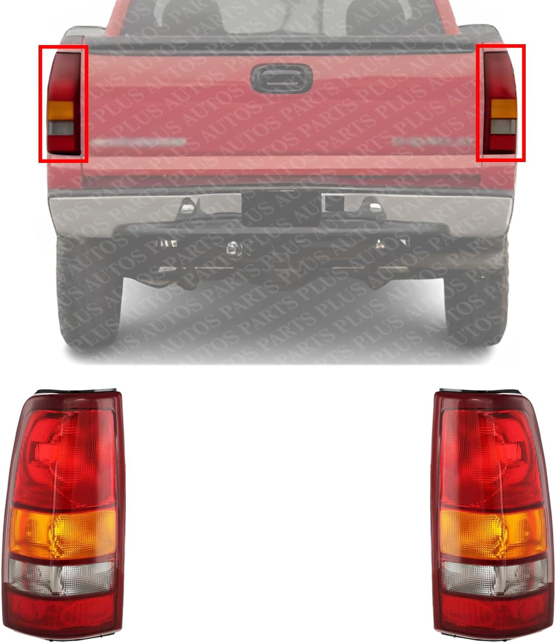 Set Of 2 Tail Light Lens And Housing Fleetside Right & Left Side Direct Replacement Compatible With 1999-2002 Chevrolet Silverado / 1999-2003 GMC Sierra 1500 2500 19169018-PFM