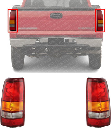 Set Of 2 Tail Light Lens And Housing Fleetside Right & Left Side Direct Replacement Compatible With 1999-2002 Chevrolet Silverado / 1999-2003 GMC Sierra 1500 2500 19169018-PFM