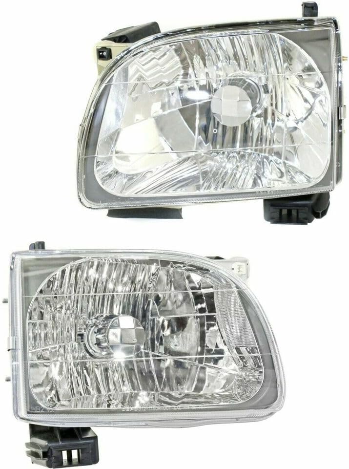 Front Grille Primed Shell & Insert + HeadLight & Corner Lamp Left Driver & Right Passenger Side Direct Replacement Compatible With 2001-2004 Toyota Tacoma TO2502136 TO2503136