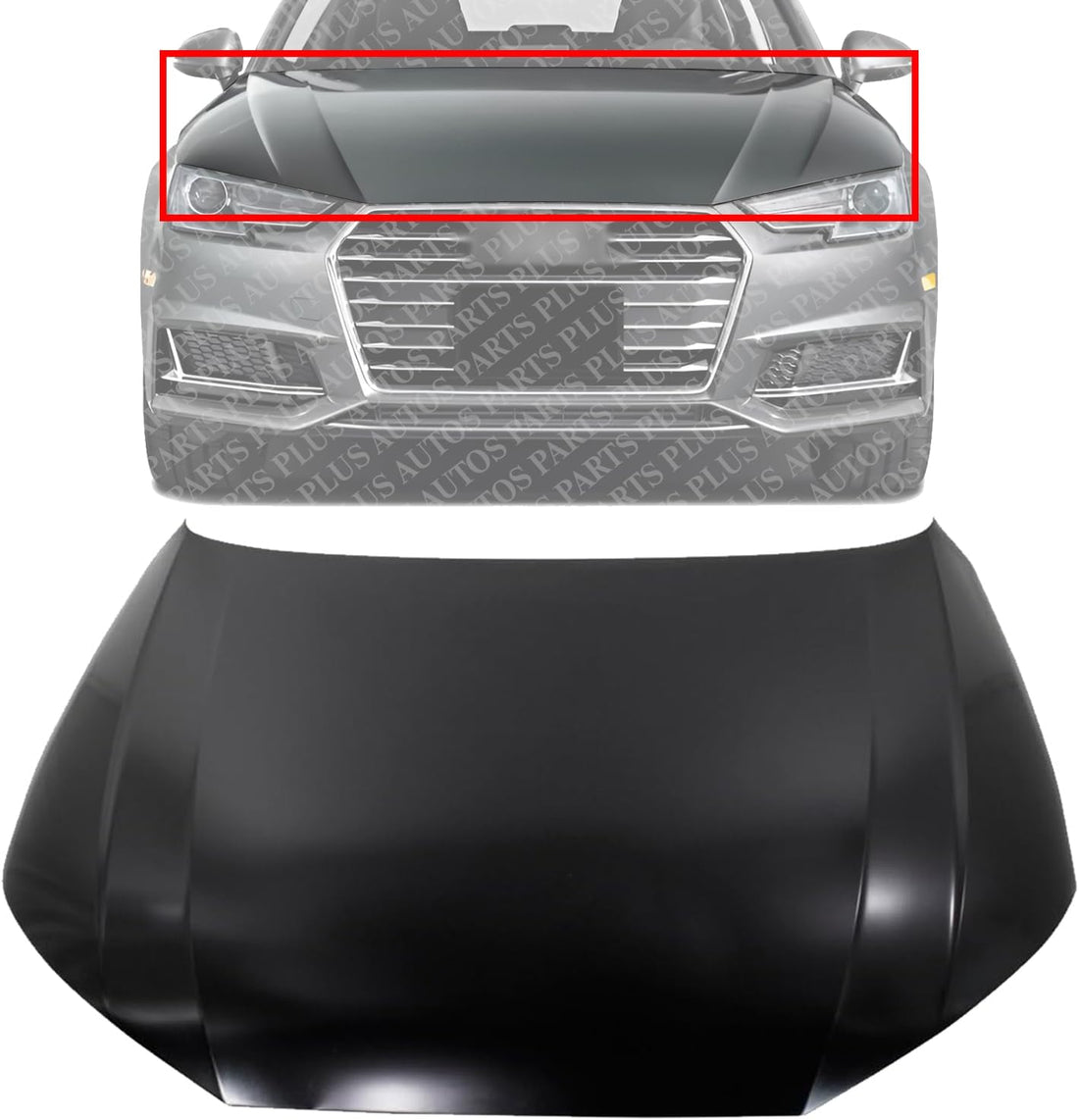 Front Hood Panel Primed Steel Direct Replacement Compatible With 2017-2020 Audi A4 / 2018-2023 S4 AU1230130 8W0823029A