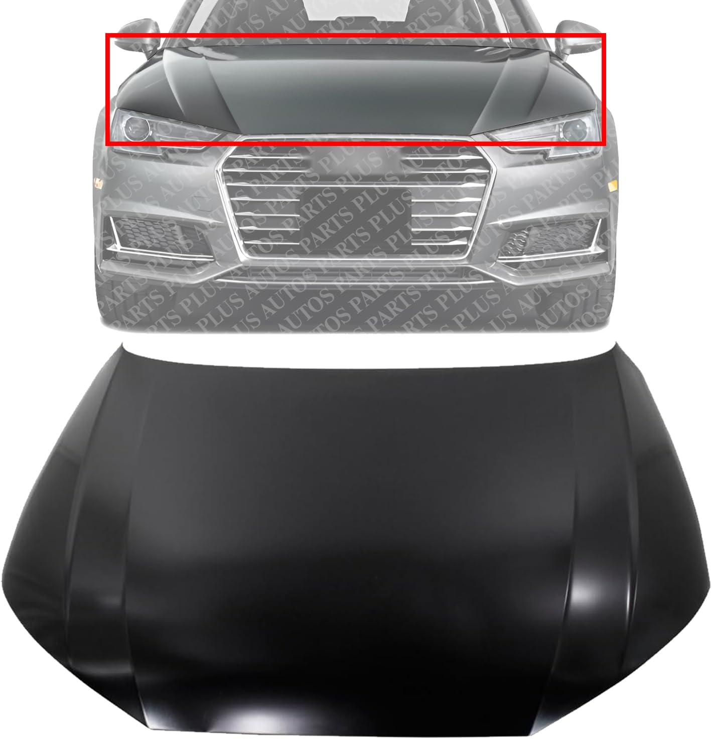 Front Hood Panel Primed Steel Direct Replacement Compatible With 2017-2020 Audi A4 / 2018-2023 S4 AU1230130 8W0823029A