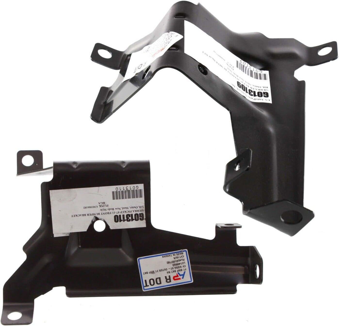 Set Of 2 Outer Bumper Bracket Left Driver & Right Passenger Side Direct Replacement Compatible With 2007-2013 GMC Sierra 1500 2500HD GM1067182 GM1066182 15901539 15901538