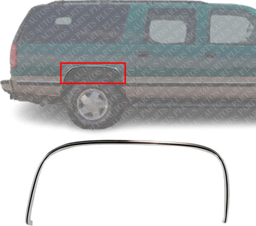 Rear Wheel Opening Molding Chrome Plastic Right Passenger Side Direct Replacement Compatible with 1988-2002 Chevrolet/GMC/C-K Series GM1791105 15546460