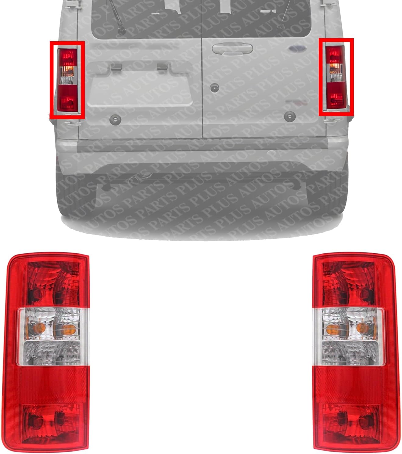 Set Of 2 Tail Light Assembly Left Driver & Right Passenger Side Direct Replacement Compatible With 2010-2013 Ford Transit Connect FO2800225 FO2801225 9T1Z13405A 9T1Z13404A