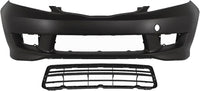 Front Bumper Cover Primed Plastic + Lower Grille Textured Direct Replacement Compatible With 2009-2011 Honda Fit