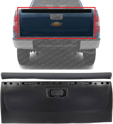 Tailgate Shell Steel + Molding Spoiler Primed Plastic Direct Replacement Compatible With 2007-2013 Chevrolet Silverado/GMC Sierra 1500 GM1900126 GM1904104 20885080 25844299