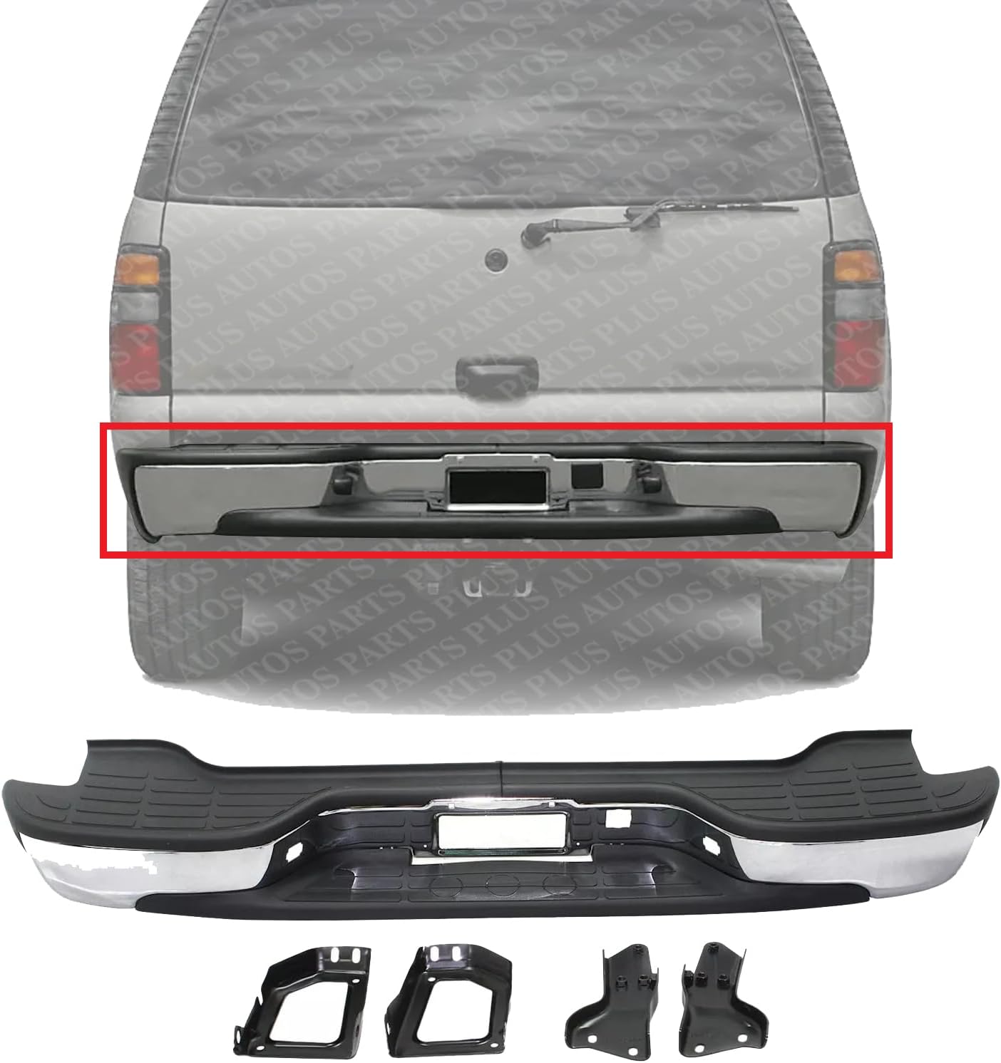 Rear Bumper Step Pad Chrome With Mounting Bracket Direct Replacement Compatible With 2000-2006 Chevrolet Suburban/GMC Yukon GM1103103
