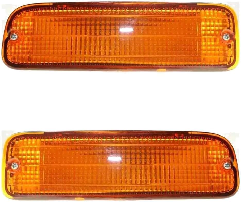 Front Bumper Primed Steel + Lower Valance Panel Textured + Signal Lights Left Driver & Right Passenger Side Direct Replacement Compatible With 1995-1997 Toyota Tacoma TO1002153