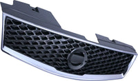 Front Grille Chrome Shell/Painted Dark Gray Insert Direct Replacement Compatible With 2007-2012 Nissan Sentra NI1200235 62070ZE90B