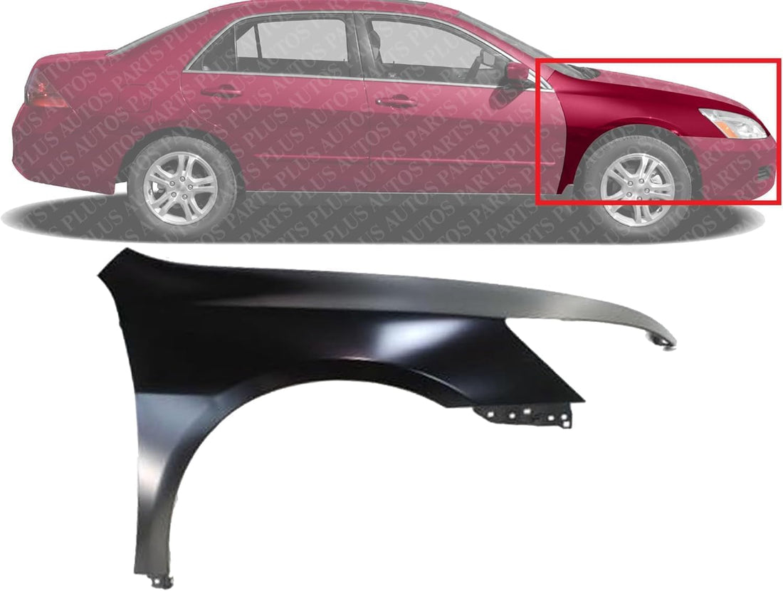 Front Fender Prime Steel Right Passenger Side Direct Replacement Compatible With 2003-2007 Honda Accord HO1241157 04620SDAA90ZZ