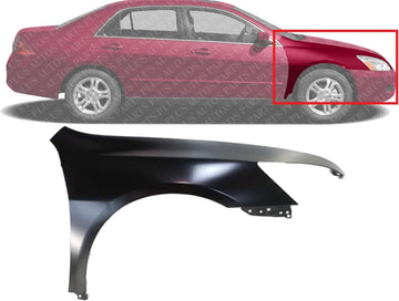 Front Fender Prime Steel Right Passenger Side Direct Replacement Compatible With 2003-2007 Honda Accord HO1241157 04620SDAA90ZZ