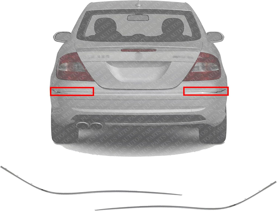 Set Of 2 Rear Bumper Side Cover Trim Chrome Left Driver & Right Passenger Side Direct Replacement Compatible With 2003-2009 Mercedes Benz CLK-Class Mb1147111 Mb1146111 2098850621