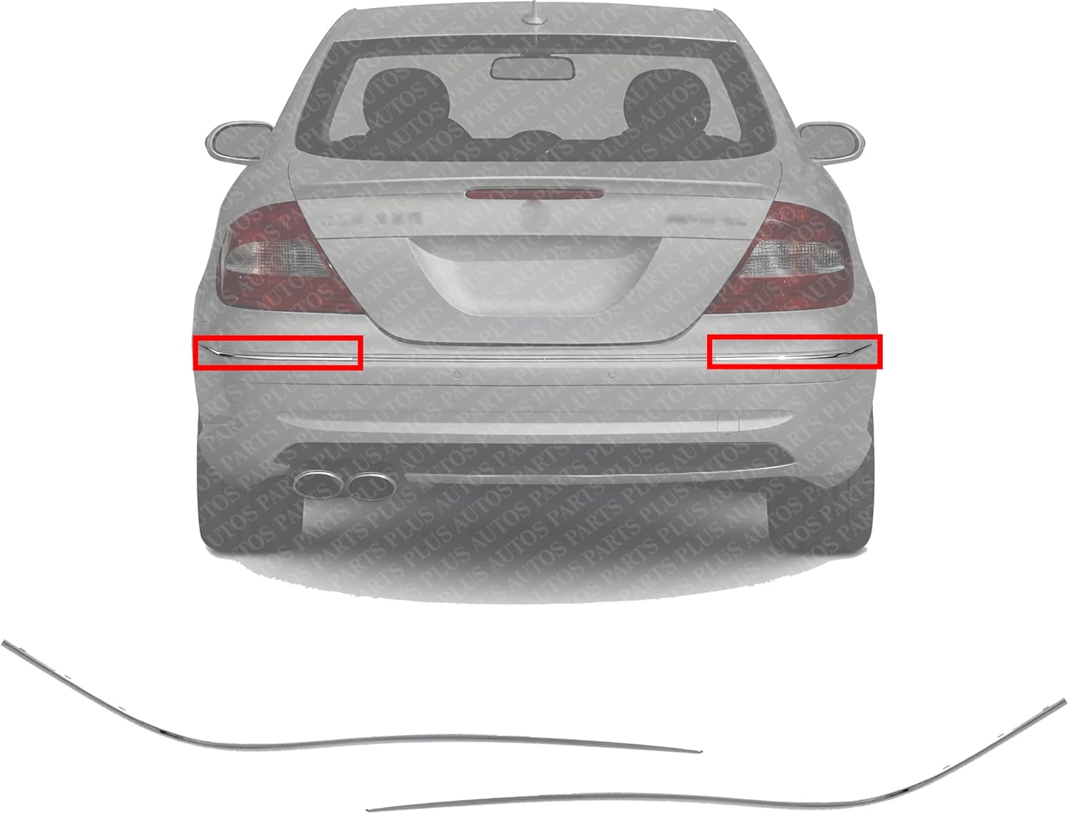 Set Of 2 Rear Bumper Side Cover Trim Chrome Left Driver & Right Passenger Side Direct Replacement Compatible With 2003-2009 Mercedes Benz CLK-Class Mb1147111 Mb1146111 2098850621