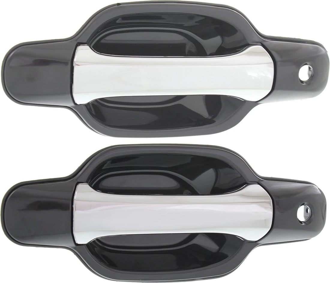 Set of 2 Front Exterior Door Handle Chrome with Smooth Black Right Passenger & Left Driver Side Direct Replacement Compatible with 2004-2012 GMC Canyon/Chevrolet Colorado 8972985350