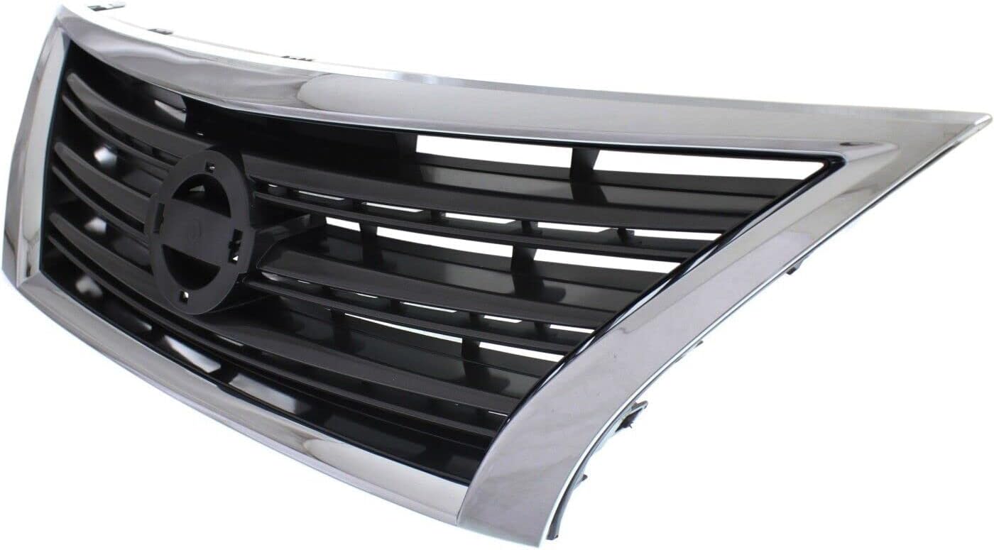 Front Grille Chrome Shell With Dark Gray Insert Direct Replacement Compatible With 2013-2015 Nissan Sentra NI1200253 623103RM0A