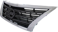 Front Grille Chrome Shell With Dark Gray Insert Direct Replacement Compatible With 2013-2015 Nissan Sentra NI1200253 623103RM0A