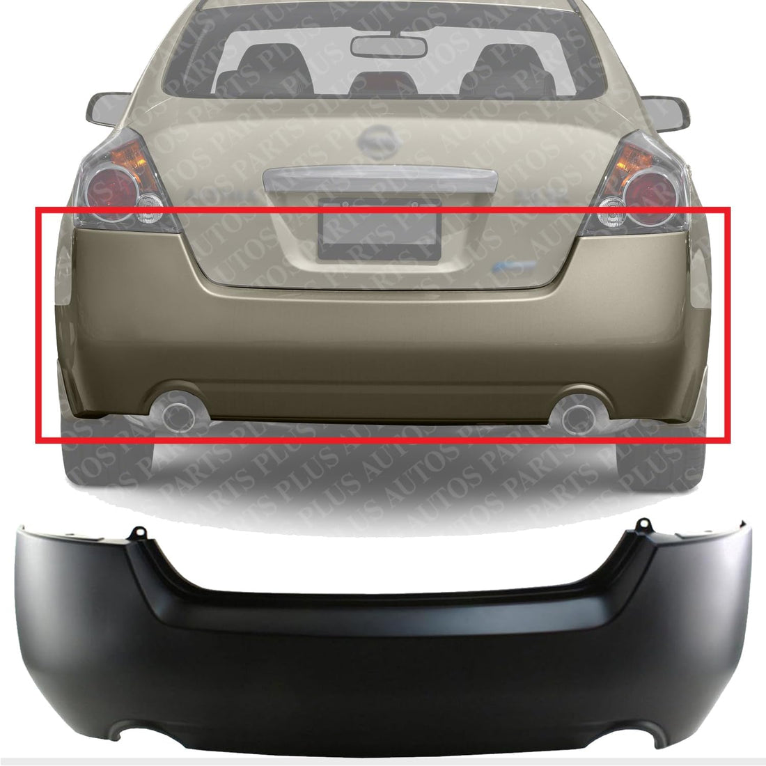 Rear Bumper Cover Primed Direct Replacement Compatible With 2007-2012 Nissan Altima NI1100248 85022JA040