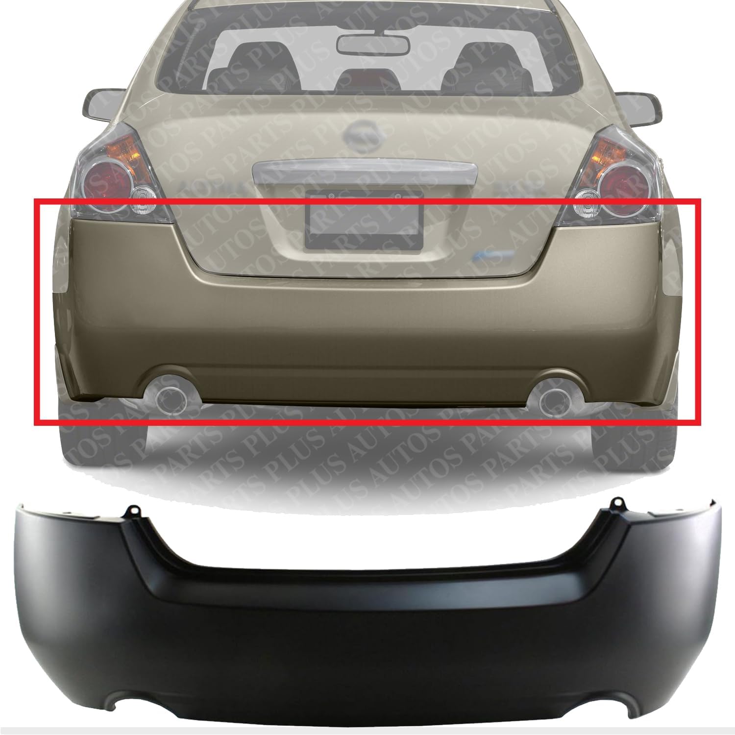 Rear Bumper Cover Primed Direct Replacement Compatible With 2007-2012 Nissan Altima NI1100248 85022JA040